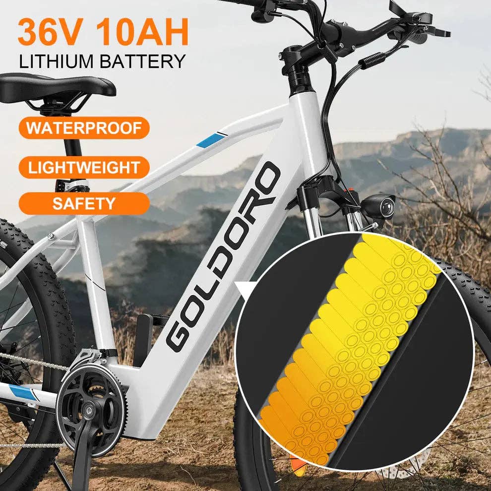 Promounts - Wholesale Bike/Scooter - Kids - Goldoro Electric Bike 26" X7 Aluminum Alloy Mountain Bike, 350W/36V, MAX 17.4 MPH, 21 speed (EB26X7-WT)4