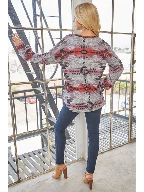 Avery - Wholesale Tunic - Women's - AV1047-ASPEN AZTEC PRINT ULTRA SOFT TOP