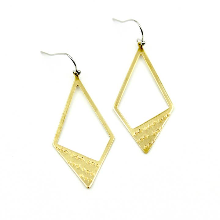 Stamped Rhombus Earrings for wholesale by Carruthers Jewelry