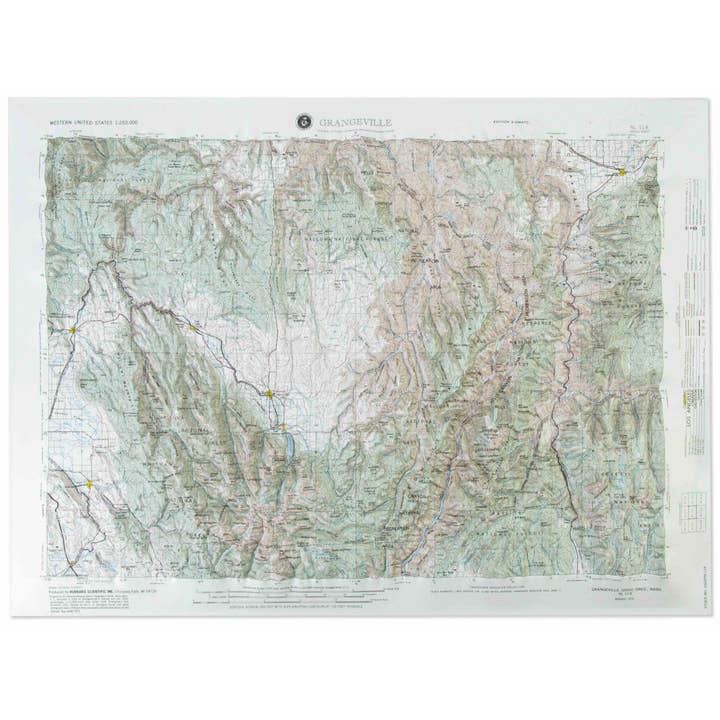 Grangeville, ID Raised Relief Map by Hubbard for wholesale by Map Shop