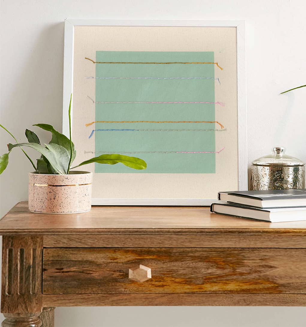 Emily Keating Snyder - Vendita all'ingrosso Stampa artistica - Stampa artistica da parete astratta a strisce verde salvia chiaro5