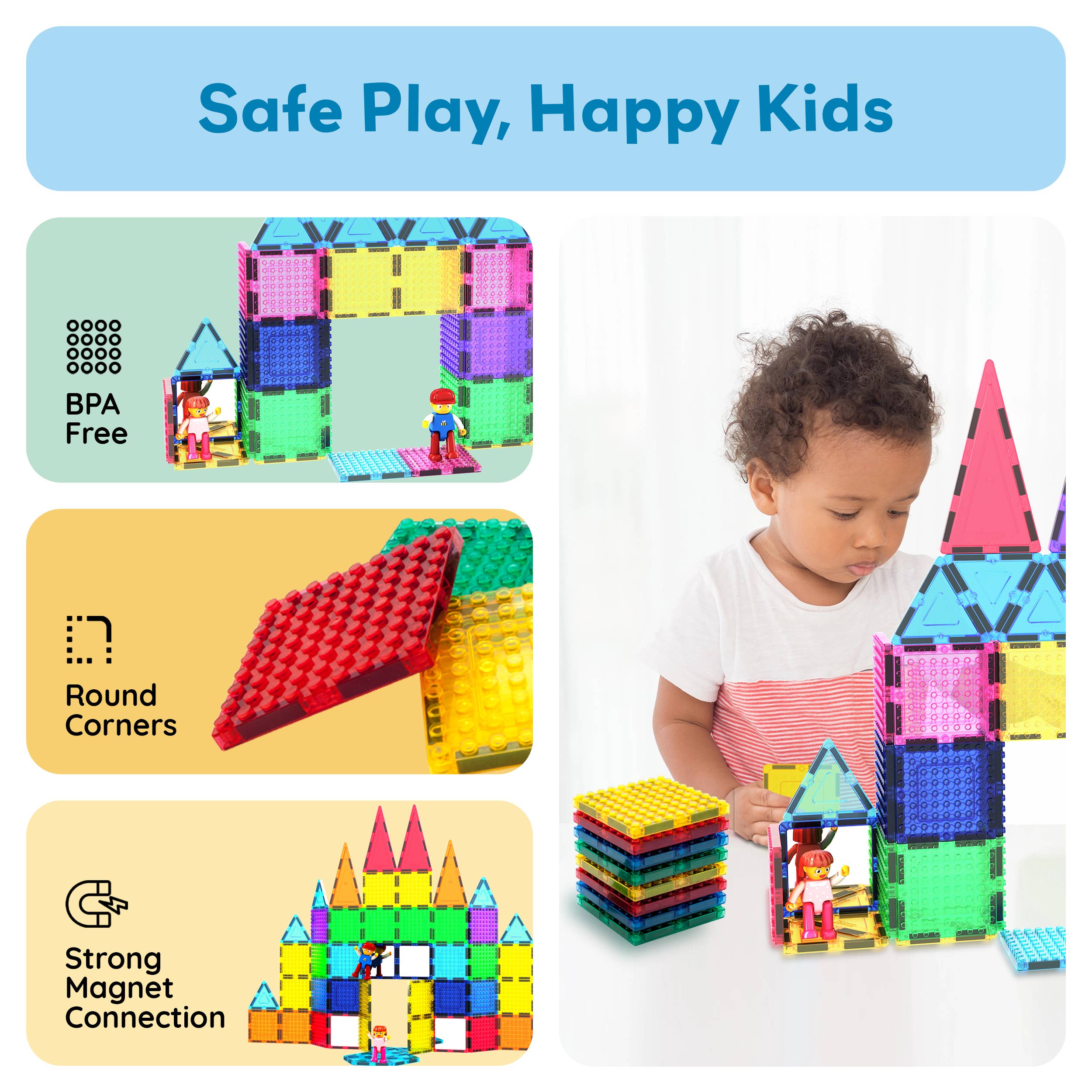 PicassoTiles - Wholesale Building Set - Kids - PicassoTiles 63pc Brick & Magnetic Tile Building Set3