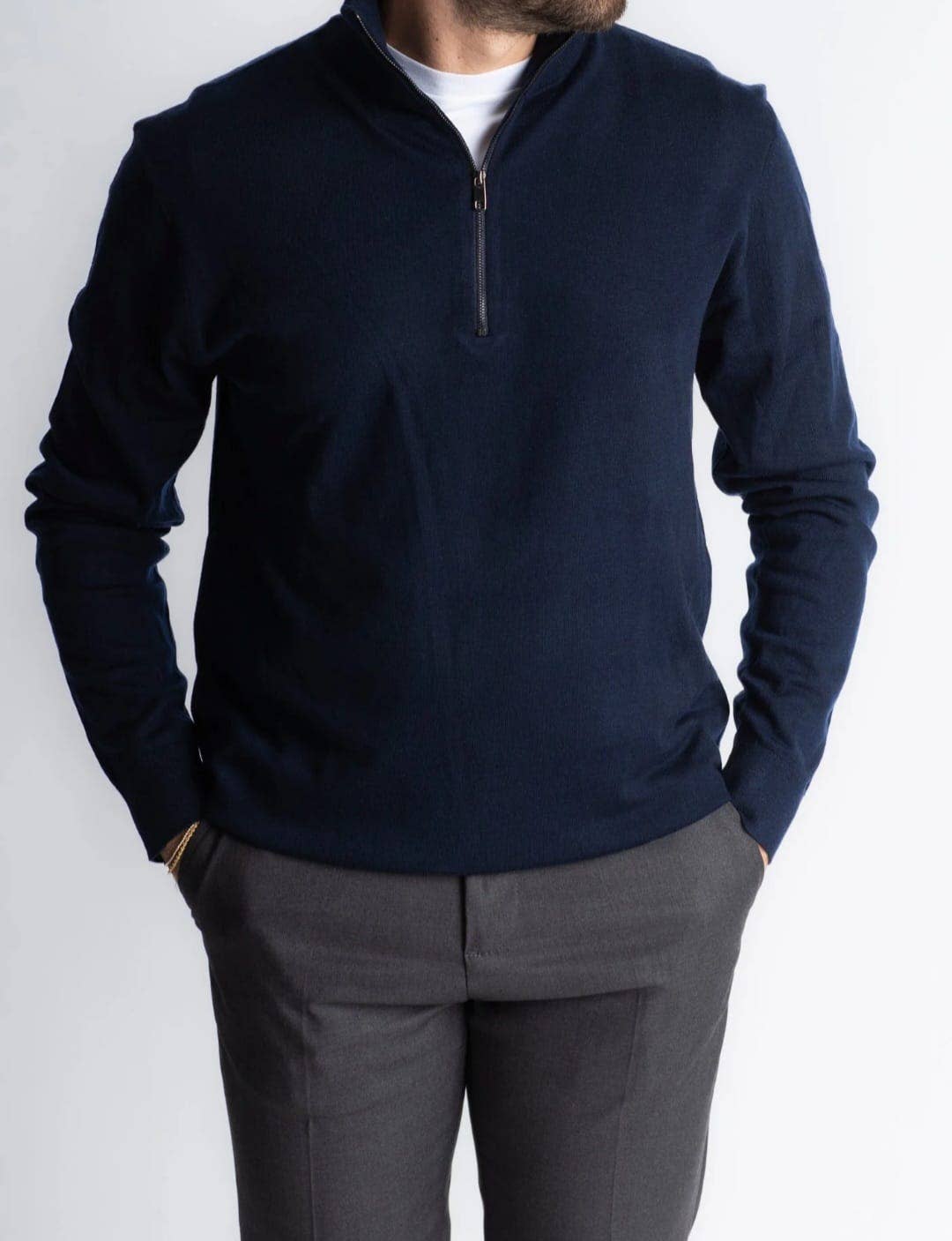 MAKAI the label – wholesale Knitted jumper – Men′s – Half collar with zip in wool blend - MAUI4