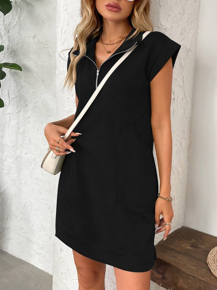 Collar Zipper Pocket Loose Dress for wholesale by Wholesalesir