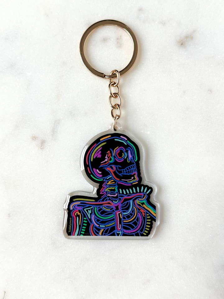Neonskelett akrylnyckelring för wholesale av liadelyonart