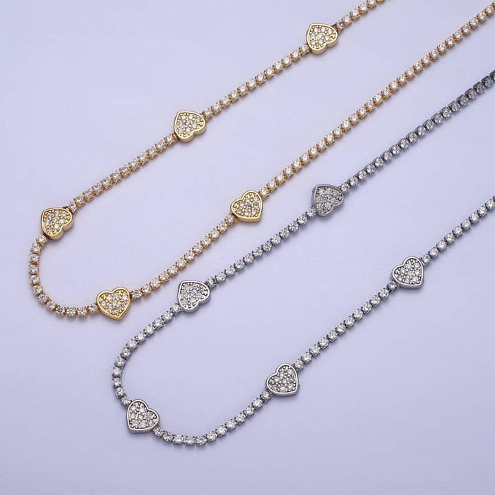 Collier ras du cou chaîne tennis cœur plaqué or 24k 14 pouces en or et argent | WA-1307 WA-1308 Prix de liquidation pour la vente par Aim Eternal