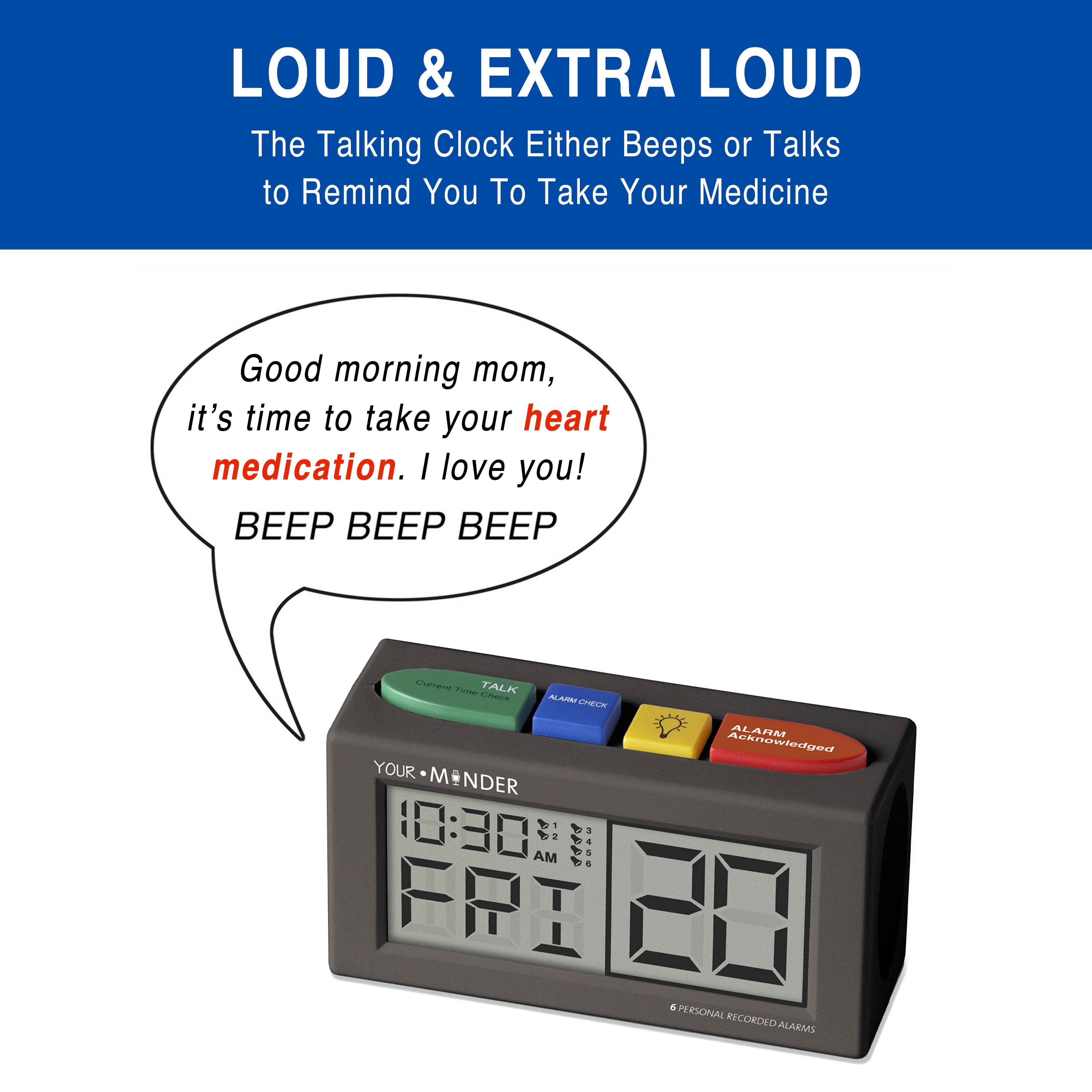Medcenter Systems - Wholesale Alarm Clock - MedCenter Your Minder Recordable Talking Reminder Clock3