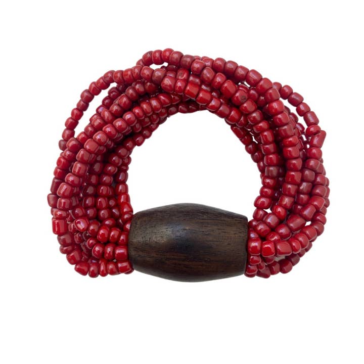 Bijondo - Wholesale Beaded Bracelet - Glass and Wood Bracelet, Elasticated Laura
