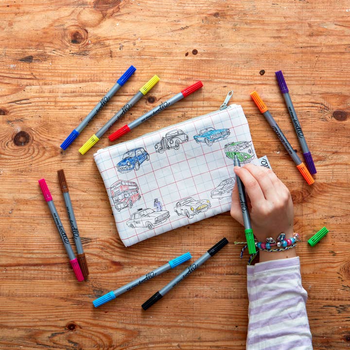 eatsleepdoodle - Wholesale Pencil Case/Pouch - Craft Kit - Color In Cars, Trucks & Tractors Pencil Case