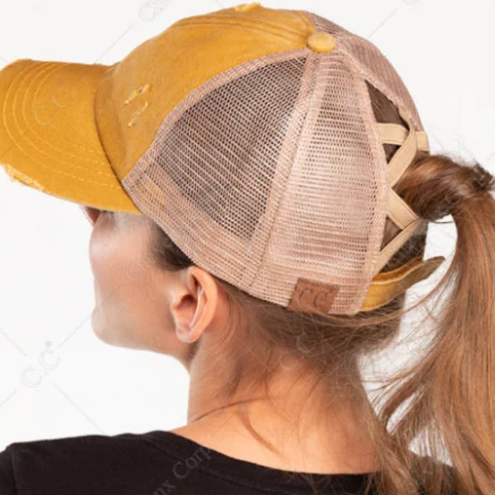 Treasure Bank - Wholesale Ponytail Cap - Women's - C.C Washed Denim, Mesh Back with Crossed Band for Ponytail7