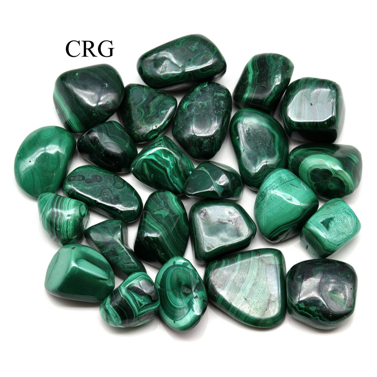 Crystal River Gems LLC - Wholesale Spiritual Stone/Crystal - 8 OZ. LOT - Malachite Tumbled Gemstones / 1" AVG1