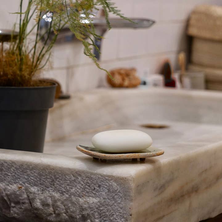 Oxide Soap dishes in stoneware clay. 11x8cm for wholesale by Ana Miranda Ceramics