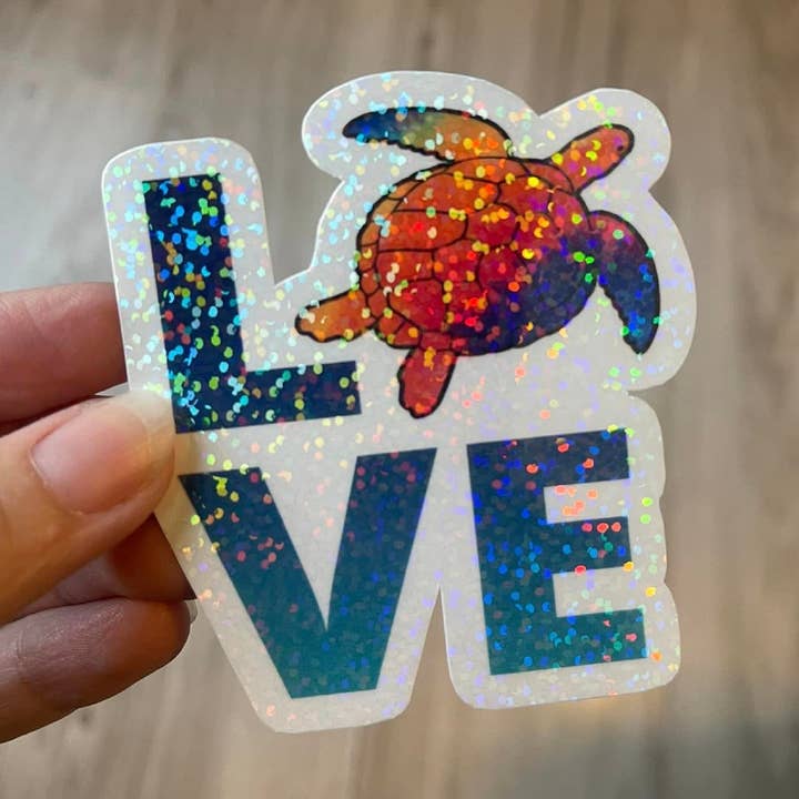 Autocolante Recortado em Vinil Amor Arco-Íris de Tartaruga Marinha por atacado de Prairie Chicken Sticker Shop & Gifts