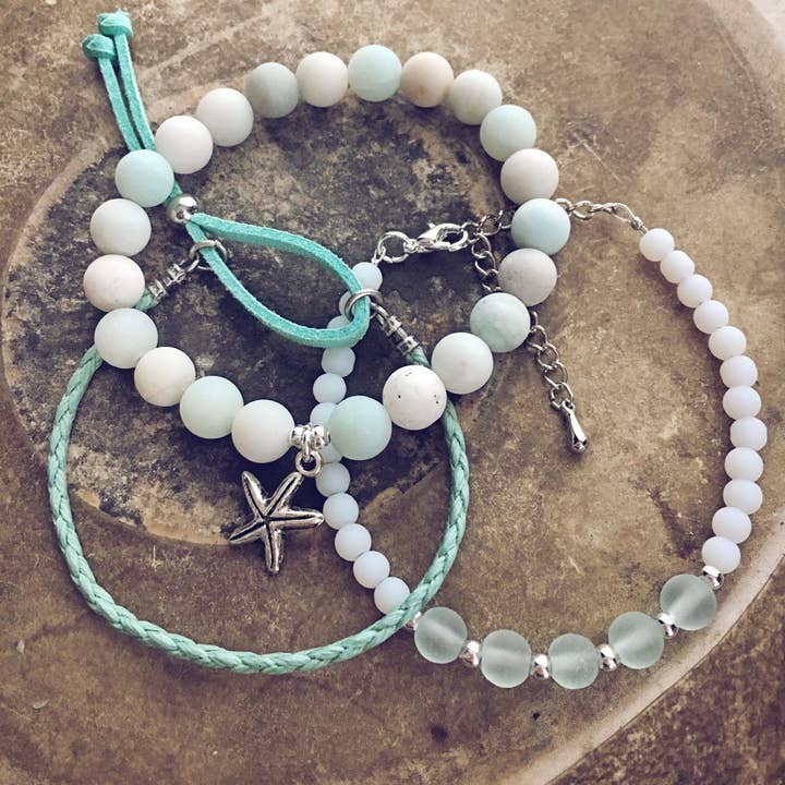 seafoam beachy bracelet style pack for wholesale by Peacock & Lime