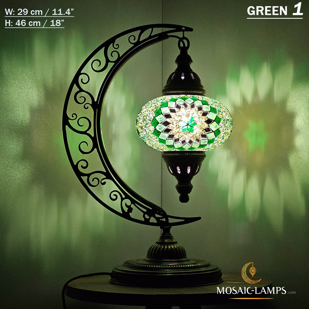 Mosaic Lamps - Wholesale Accent/Desk Lamp - 10+ Colors - Moroccan Moon Table Lamp, Arc, Murano Crescent17