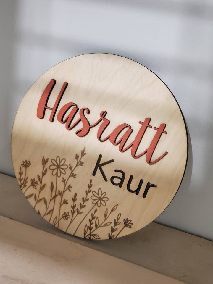 Disco de nacimiento personalizado de madera para recién nacidos, anuncio de nacimiento en 3D para venta al por mayor de Char & Beam