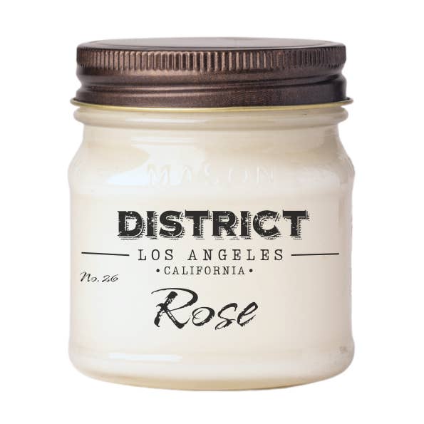 Rose | Bougie Mason Jar de 8 oz pour la vente par District Los Angeles