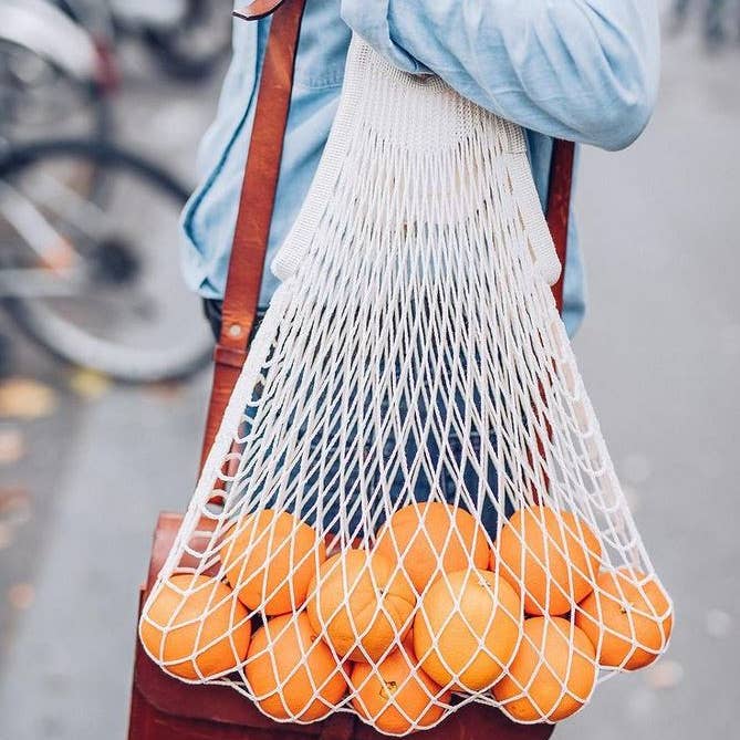 Filt1860 - Wholesale Grocery/Shopping Bag - Shopping net bag Ecru long handles1