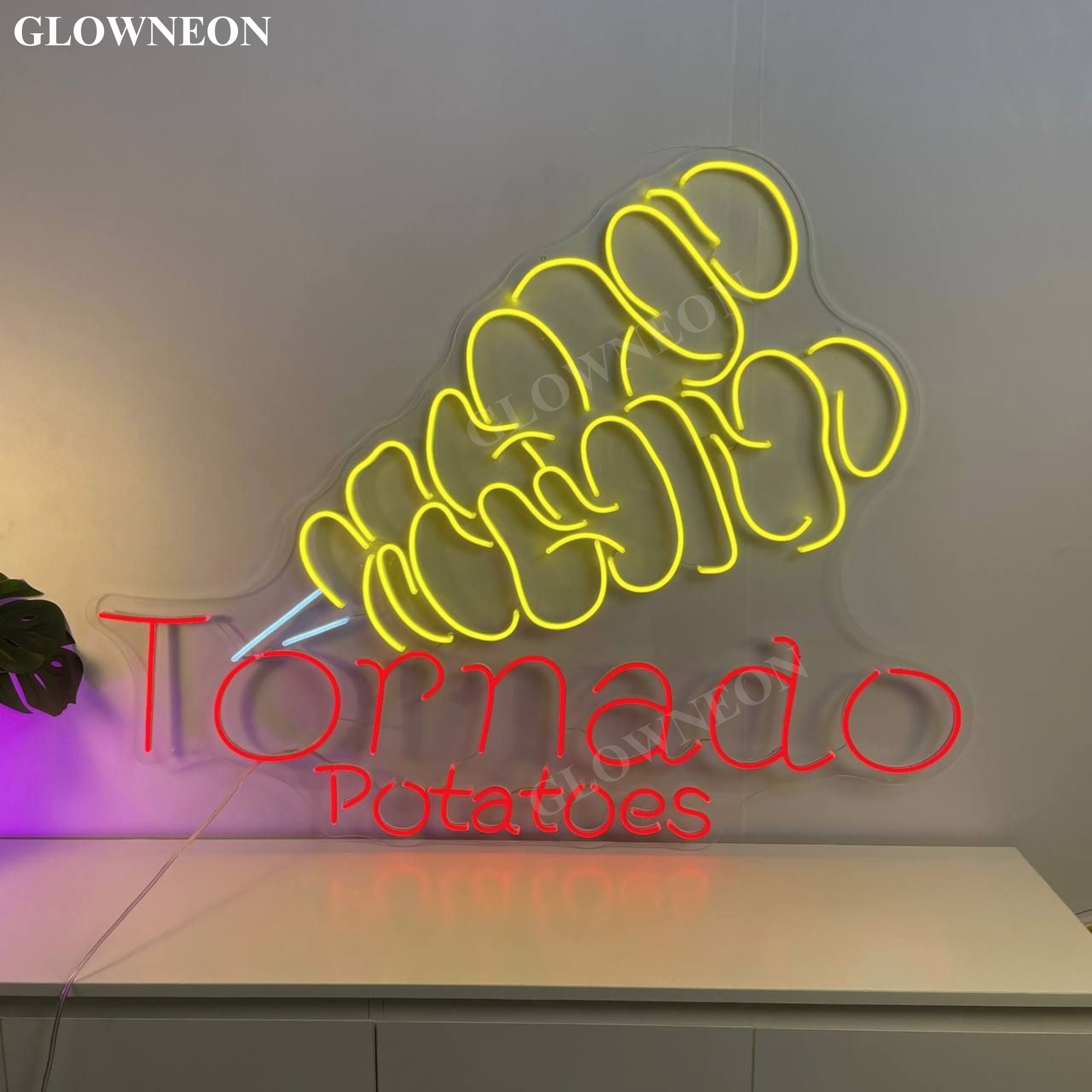 Glow Neon - Wholesale Neon Sign - Tornado Potatoes Neon Sign, Twisted Potatoes Shop Wall Decor3