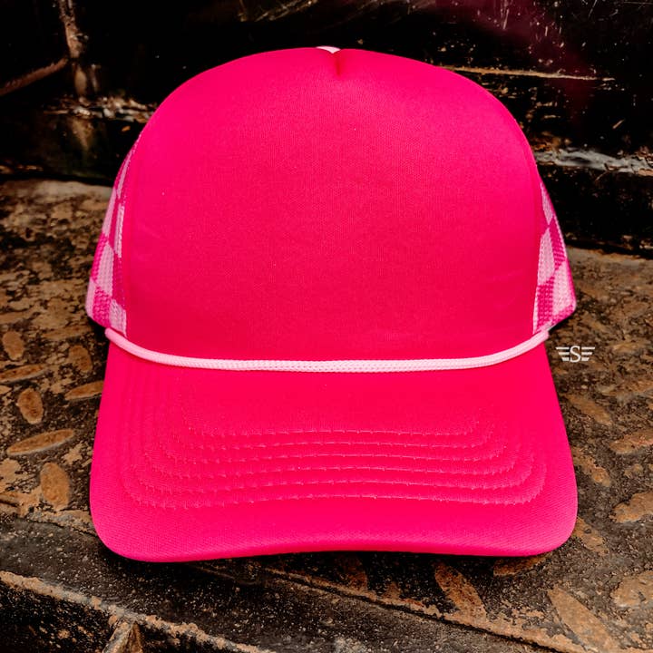 Flying S Company - Wholesale Trucker Hat - Unisex - Checkered Mesh Back Foam Trucker Cap