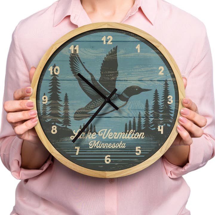 Local Time Clock Co. - Wholesale Wall Clock - Personalized Loon Wall Clock - 12" Diameter