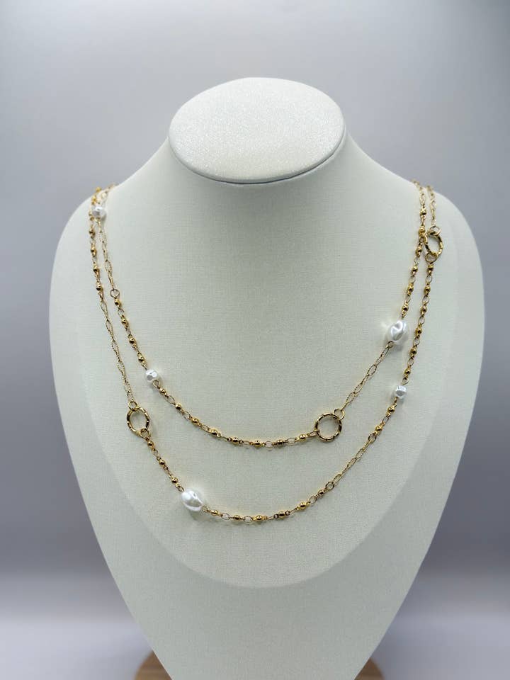 Doubled Lined Pearl Edelstahl Kette for wholesale by YOLA