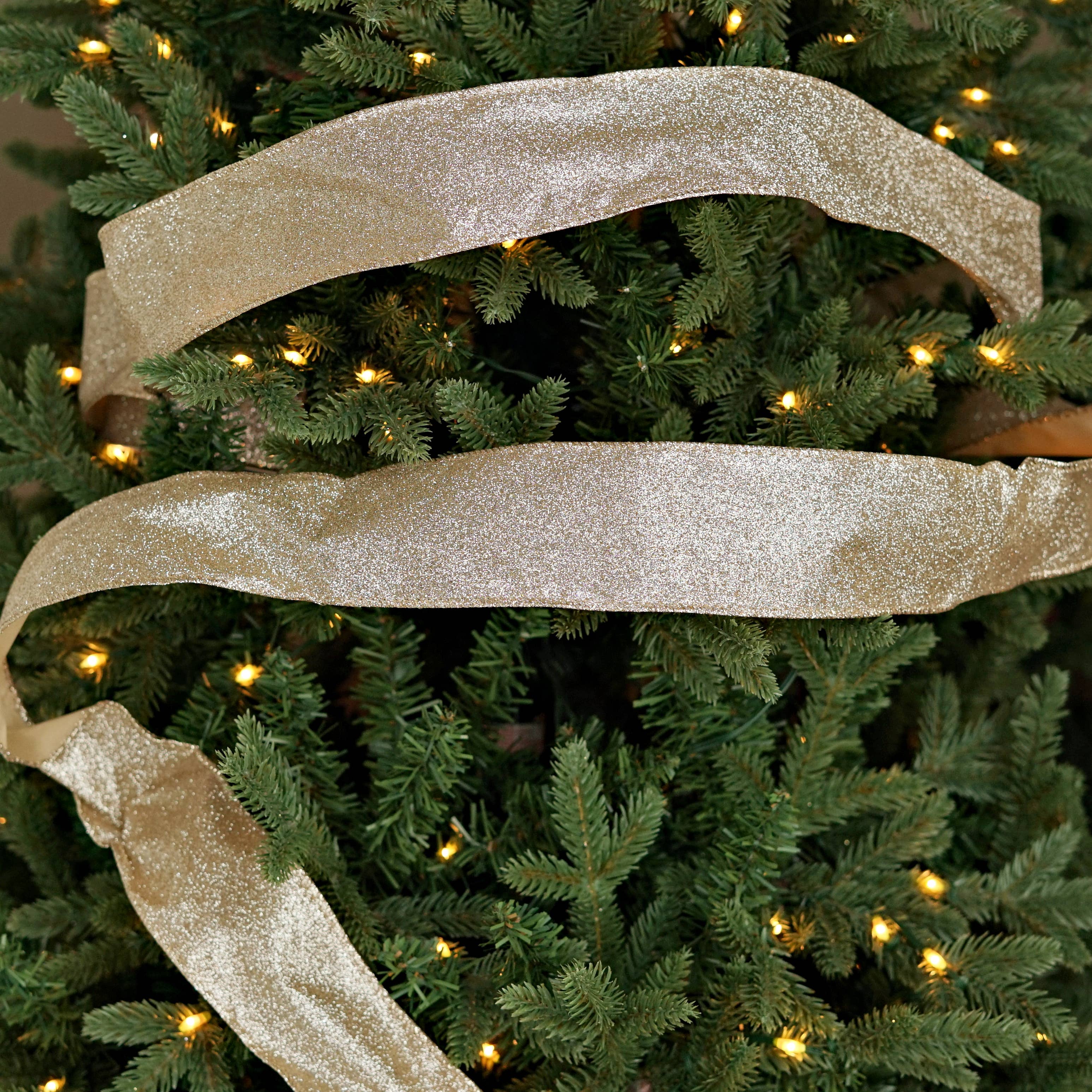 Impressive Enterprises, Inc. - Wholesale Ribbon - Gift Wrapping - 57R0910 - 2.5inWx10Yard Wired Ribbon-Champagne Glitter w. Go6