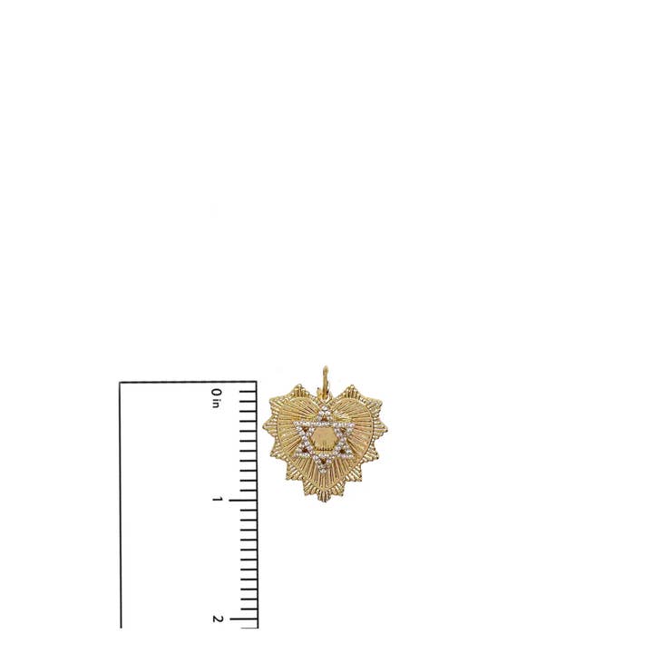 Love, Lisa - Wholesale Individual Charm/Pendant - Cubic Zirconia Jewish Star of David Heart Pendant Charm