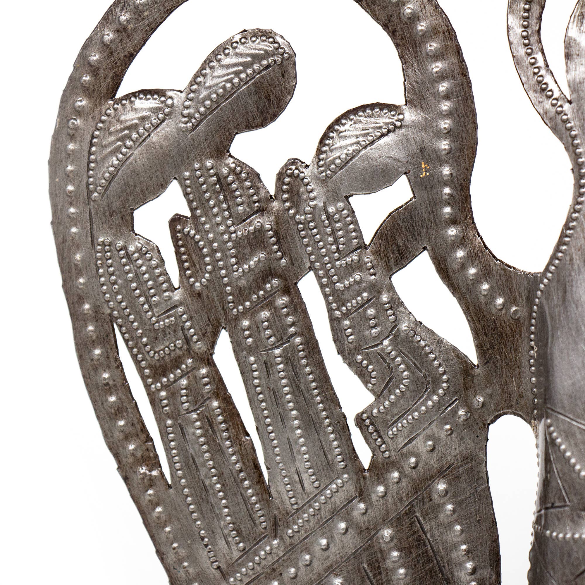 Global Crafts - Wholesale Sculpture - 12" Tall Nativity With Angel Haitian Metal Drum Sculpture2