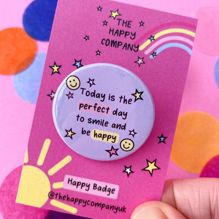 The Happy Company - Wholesale Lapel pin/button - Smile And Be Happy Pin Badge