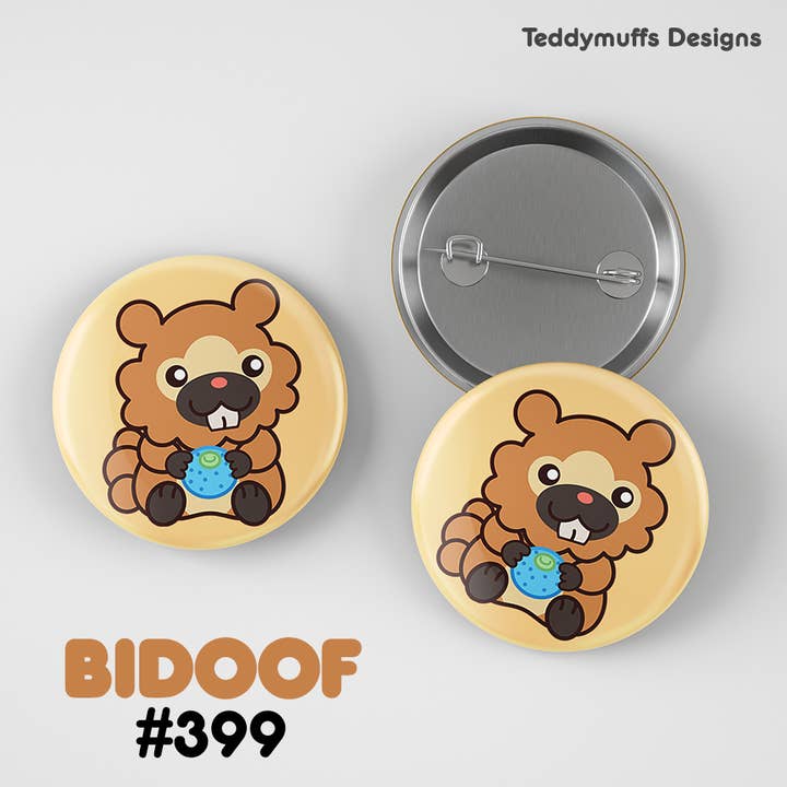 Bidoof Button Pin | Pokemon | Pokémon for wholesale by Teddymuffs Designs