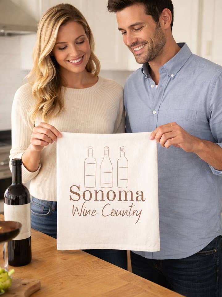 Sonoma Wine Country Organic Flour Sack Tea Towel- 27"x27" for wholesale by Luma Vintage