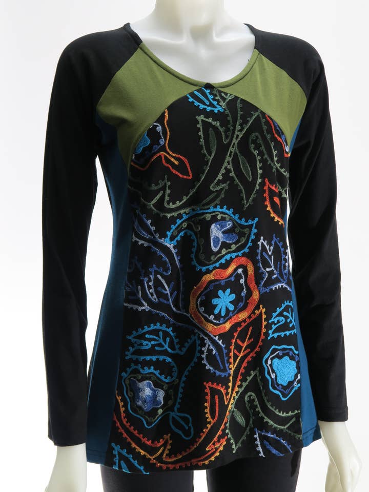 RJ-T20169-PE - Pannello superiore Aari Emb per la vendita all'ingrosso da parte di Leopards & Roses