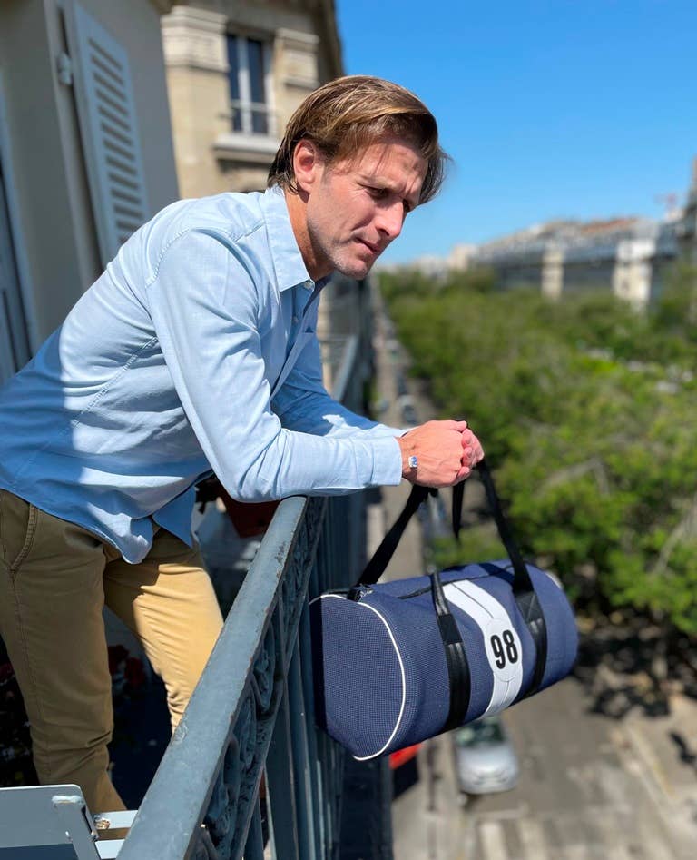 E2R PARIS - Wholesale Sporttas - Uniseks - Unisex sporttas Steevy BB98 van blauwe canvas en eco-leer2