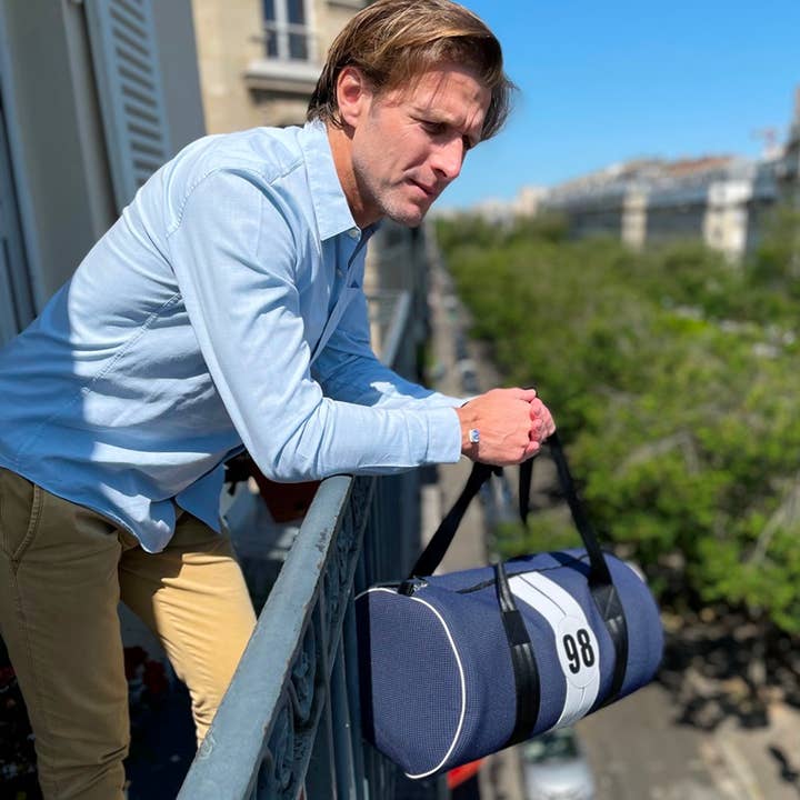 E2R PARIS - Wholesale Sporttas - Uniseks - Unisex sporttas Steevy BB98 van blauwe canvas en eco-leer2