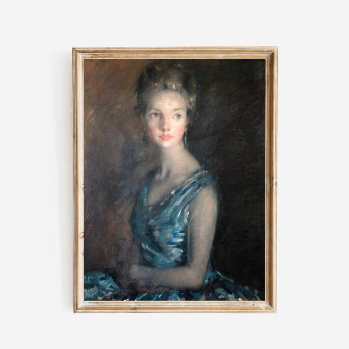 Sea to Skye - Wholesale Art Print - Portrait of a Lady in Blue Antique Art Print