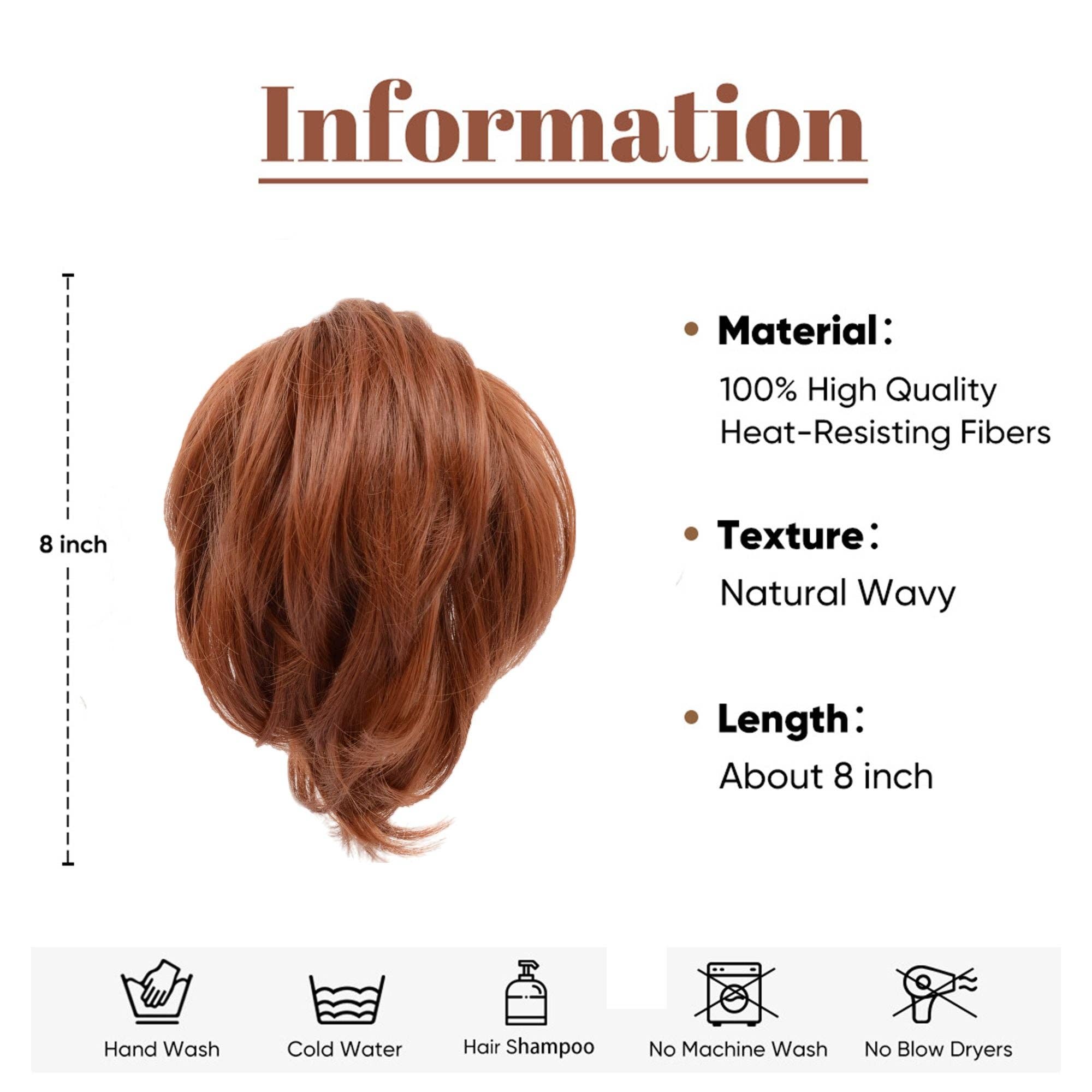 AK Brand - Venta al por mayor Extensiones para el pelo - Postizo corto con capas y efecto despeinado para coleta con clip de pinza7