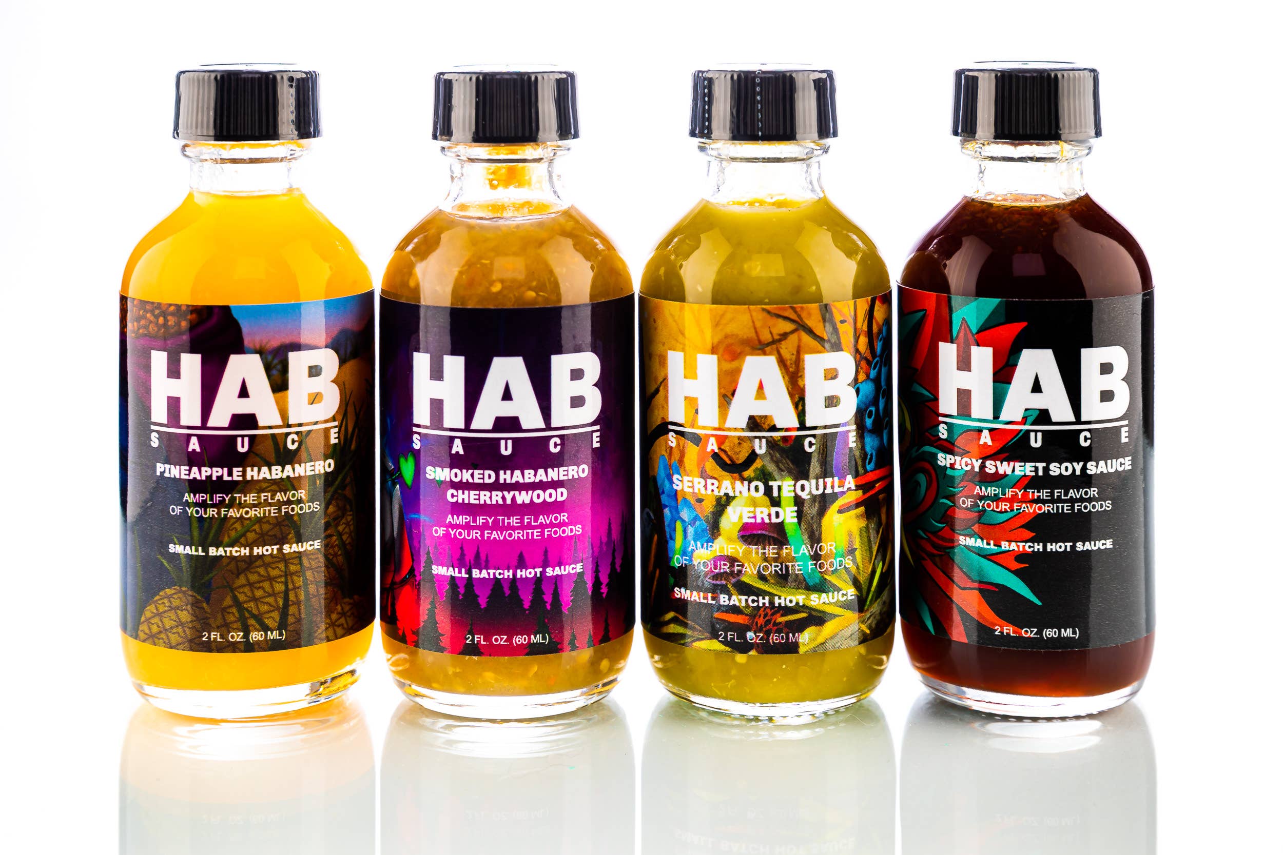 HAB Sauce – Molho picante por atacado – Conjunto de Oferta de Molhos Picantes 4-Pack 2 oz. (60ml) da HAB Sauce4