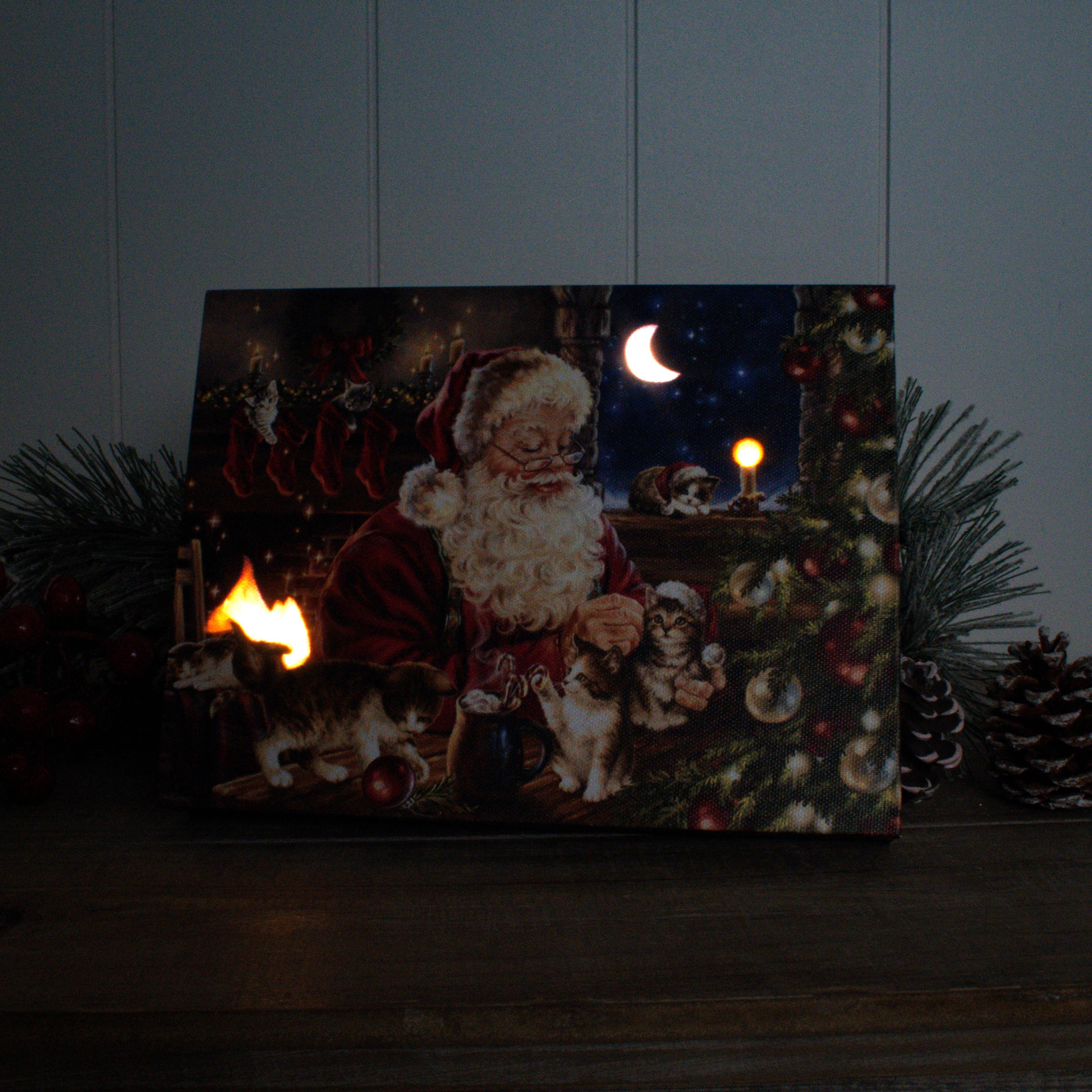 Glow Decor - Wholesale Christmas Decoration - Santa's Furry Friends 8x6 Lighted Tabletop Canvas2