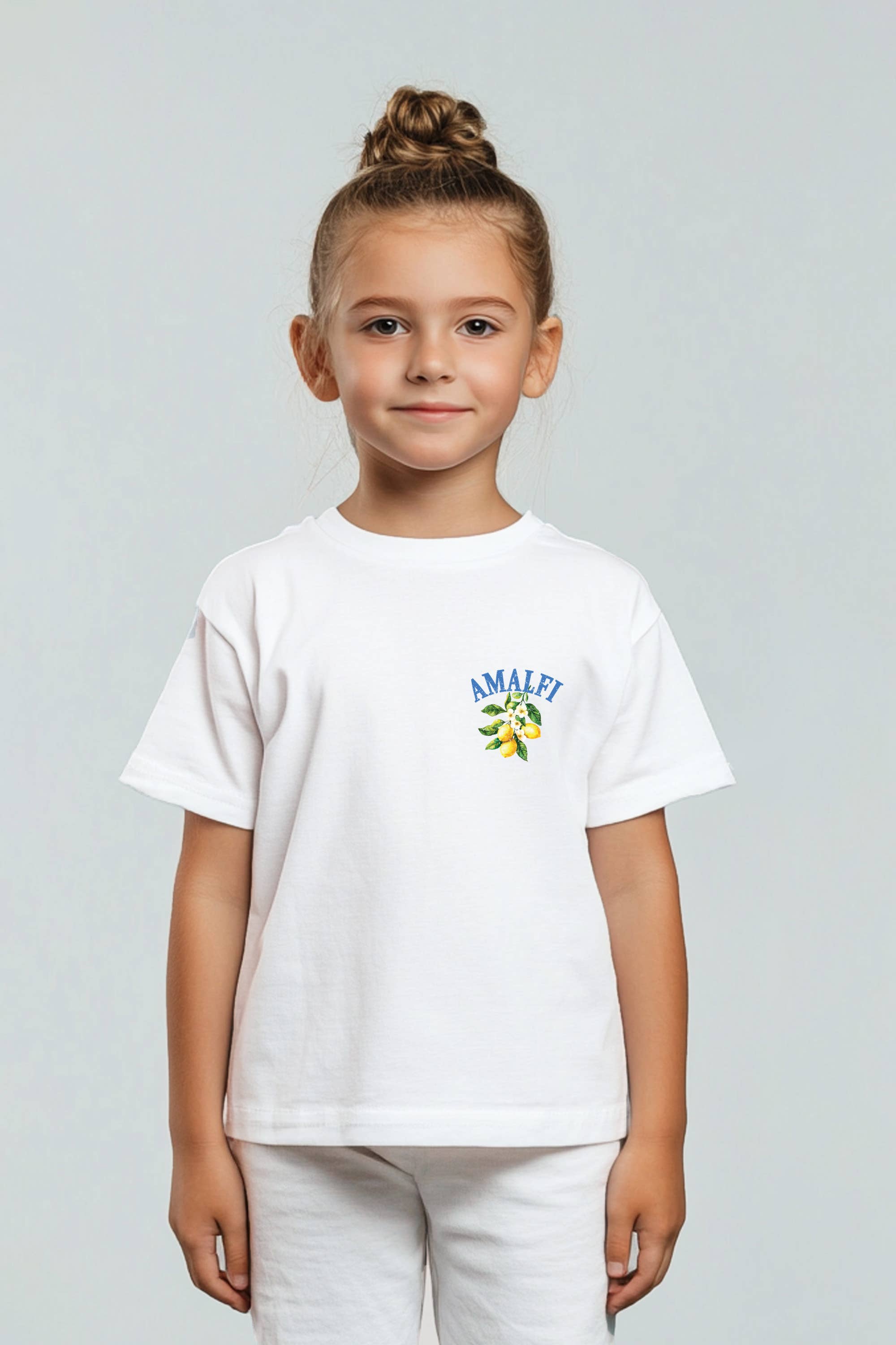 White Kids Amalfi Coast Printed T-Shirt for wholesale on Faire1