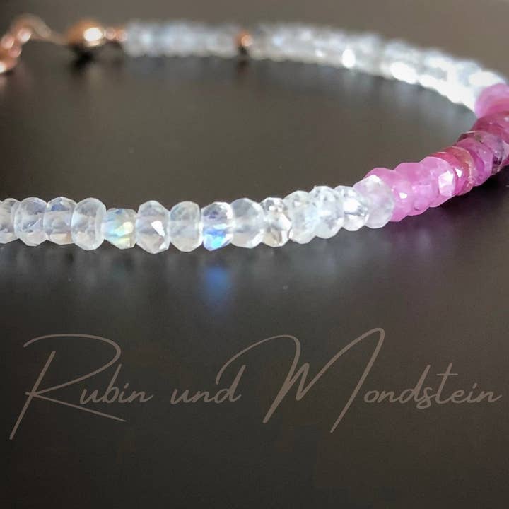 SEQAY – wholesale Pärlarmband – rubin och månsten armband, födelsesten armband för juni, juli födelsedag, pärlarmband med lutning