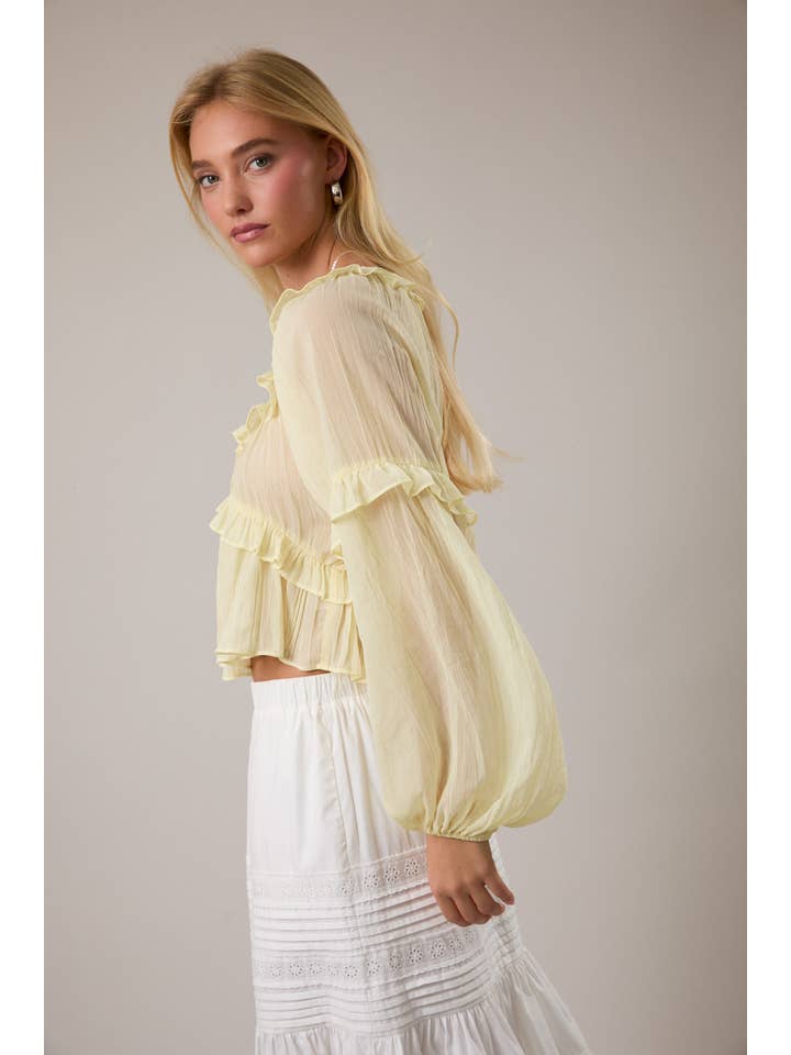 LE LIS - Vente Chemisier – femme - CHEMISIER À ENCOLURE DÉGAGÉE ET VOLANTÉ15