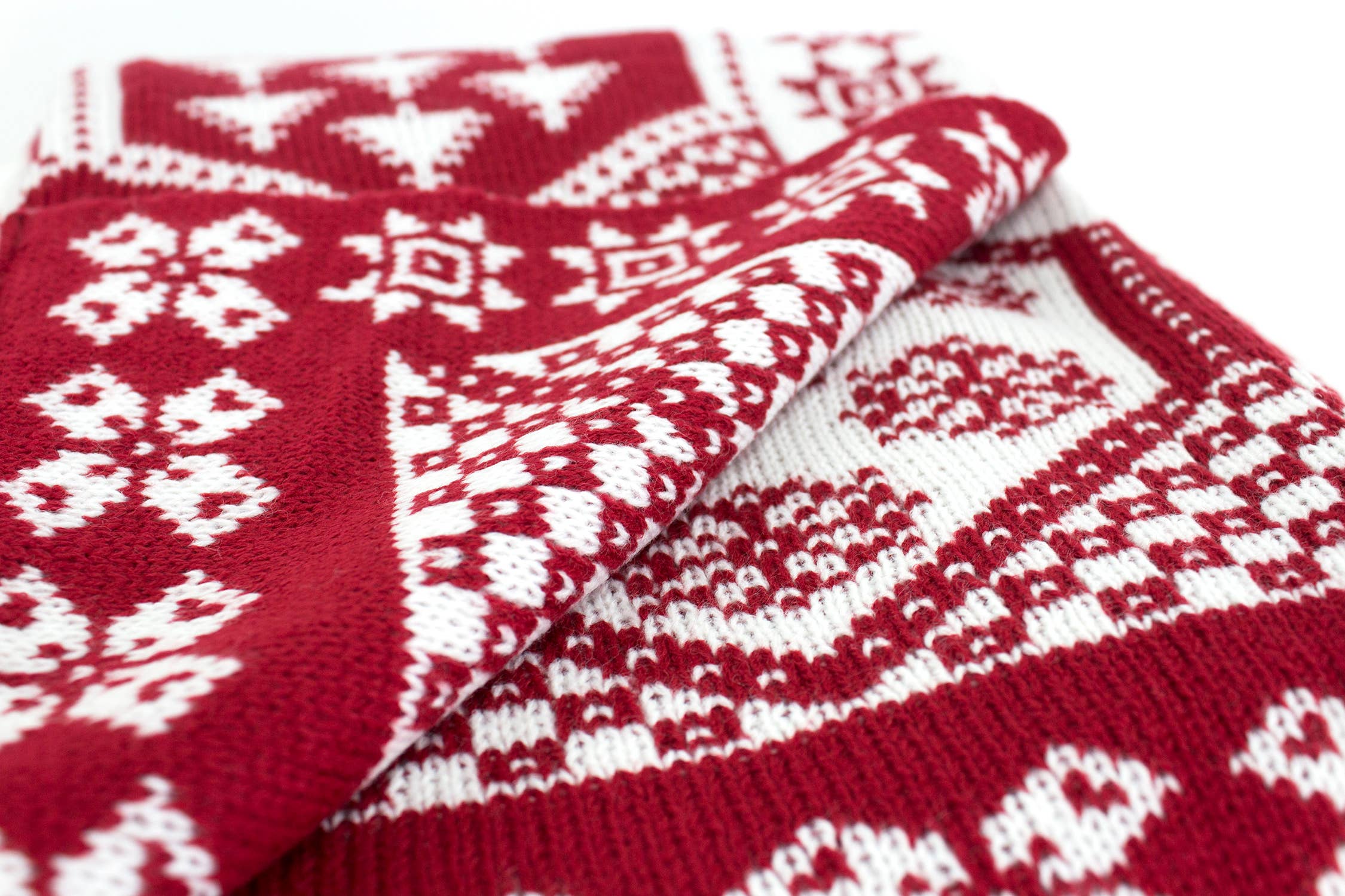 Fennco Styles - Vente Plaids - Couverture de Noël festive tricotée rouge-blanche5
