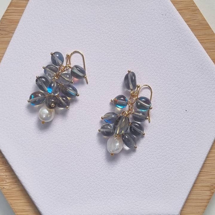 PearlGem Designs - Wholesale Dangle earrings - Alighieri Freshwater Pearl Gemstone Earrings - Onyx11