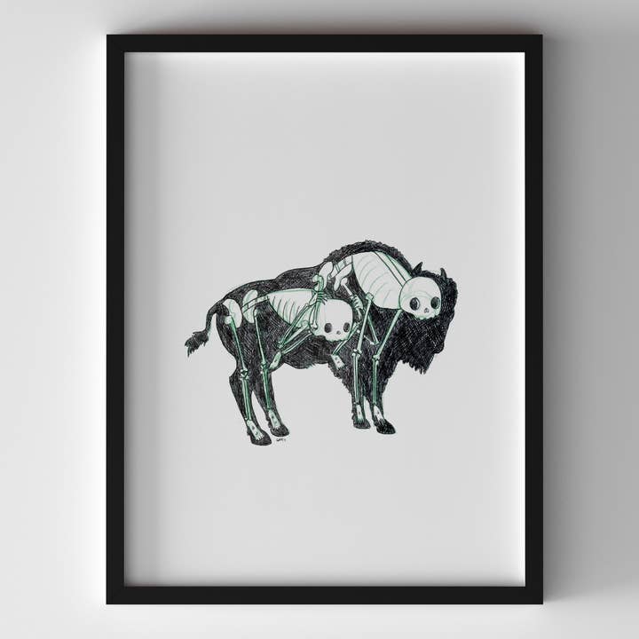 Bison Animus - Impression 8x10, 5x7 pour la vente par Cat Rocketship