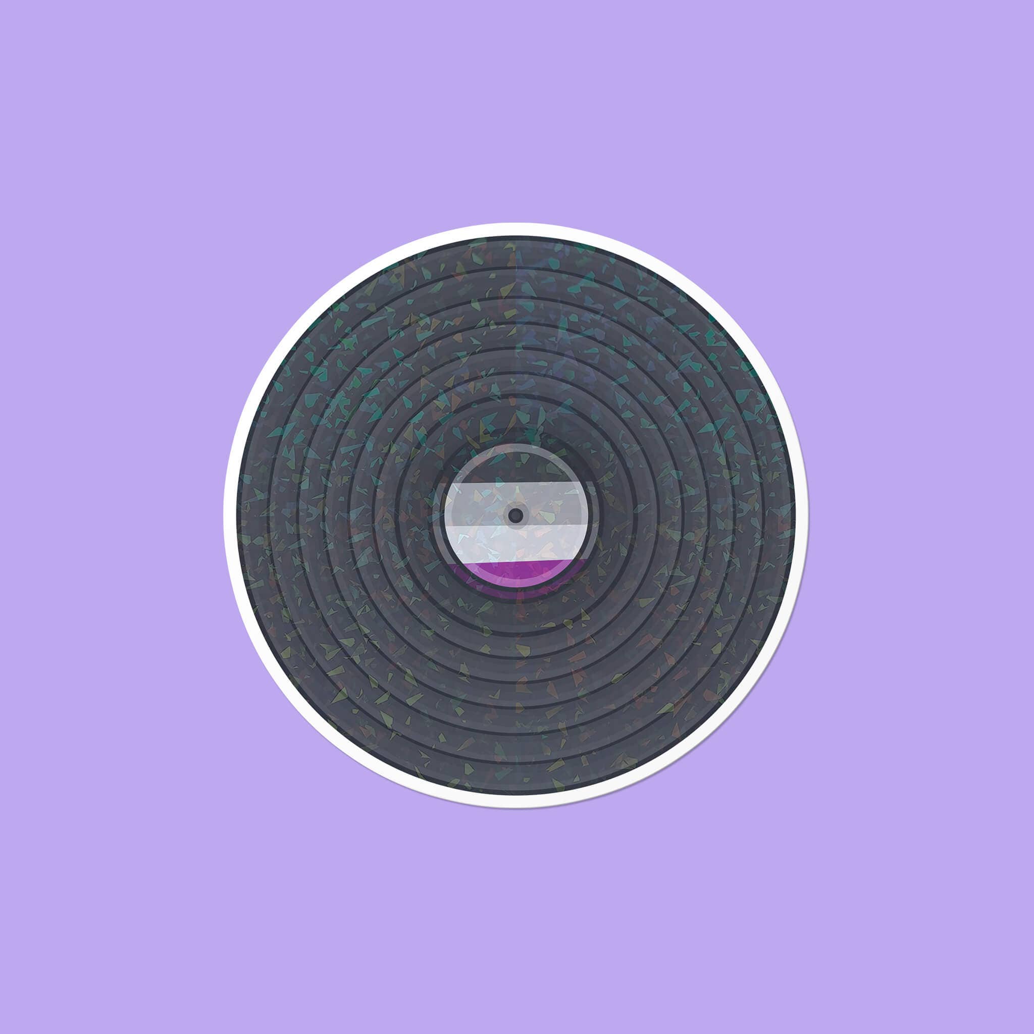 That Queer Card Co - Wholesale Sticker - Asexual Record | LGBTQ+ Music Retro Holographic Sticker1