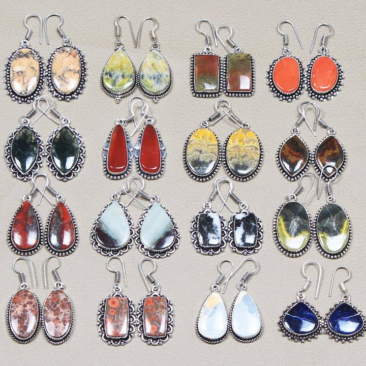 Handmade Jewels - Wholesale Dangle Earrings - Boho Crystal Earrings For Women - Silver Plated, Designer, Chic, Assorted And Wholesale4