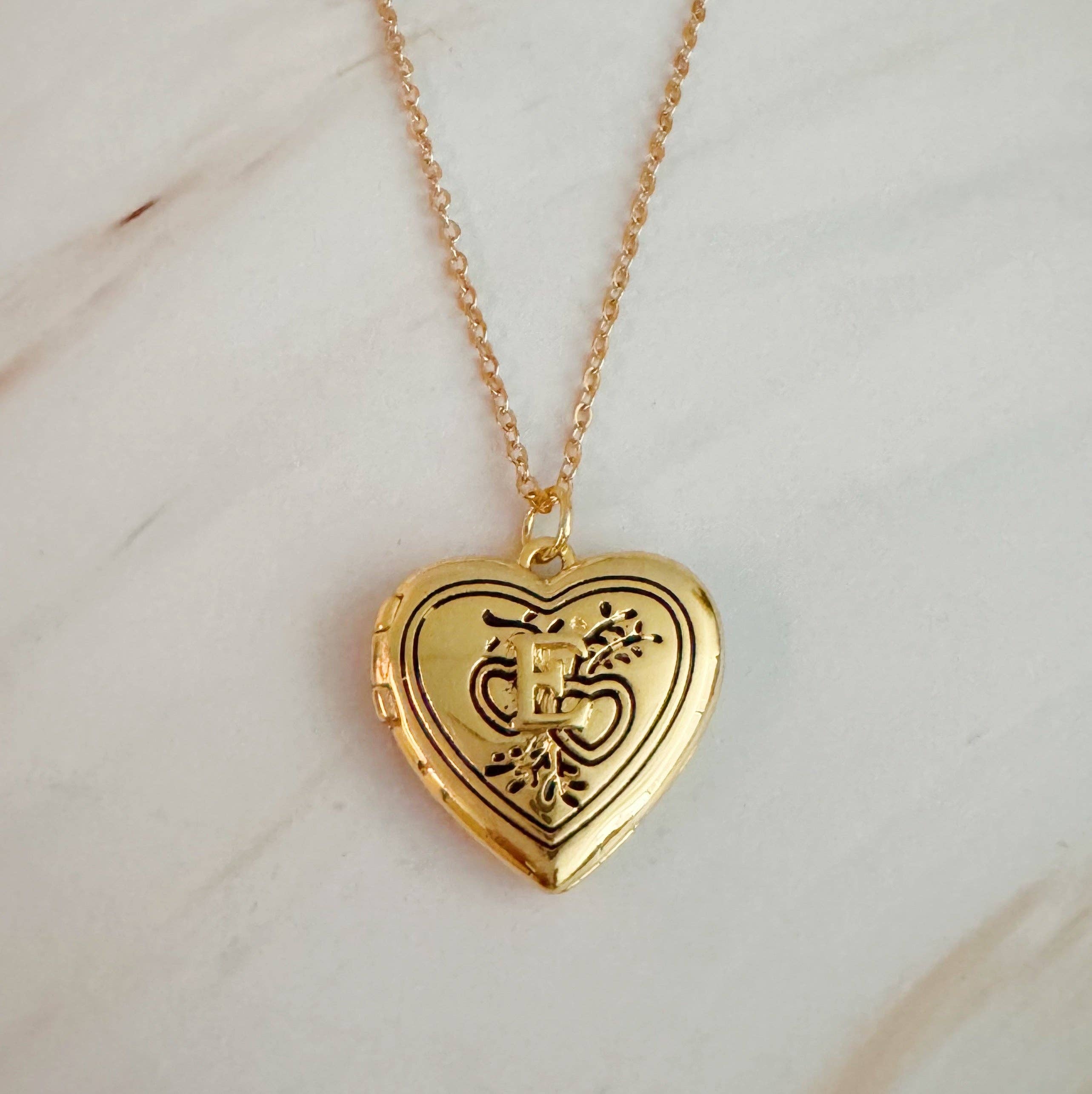 Ellison+Young - Wholesale Locket Necklace - Nostalgic Heart Initial Open Locket Necklace4