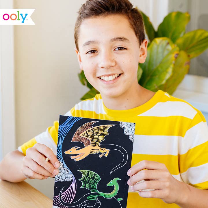 OOLY - Venta al por mayor Kit de manualidades - Niños - Scratch & Garabatear - Dragones fantásticos