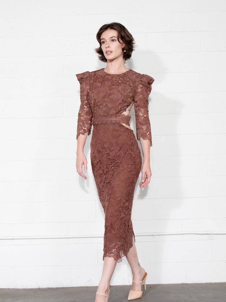 DUSTY ROSE - Wholesale Dress - Women's - Sonata Lace Open-Back Midi Dress7